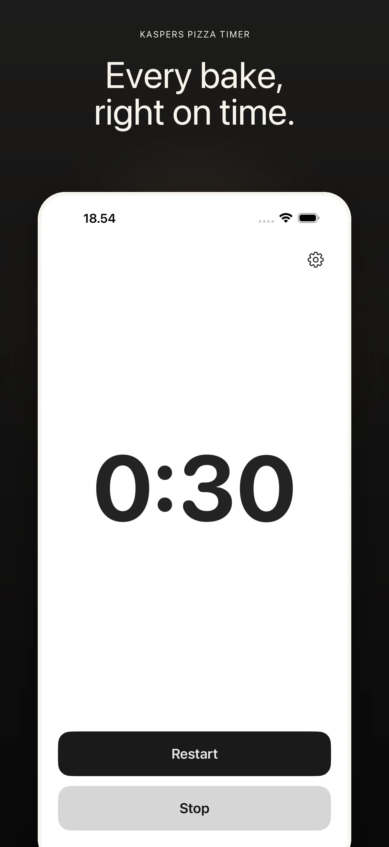 Kaspers Pizza Timer counting up from zero
